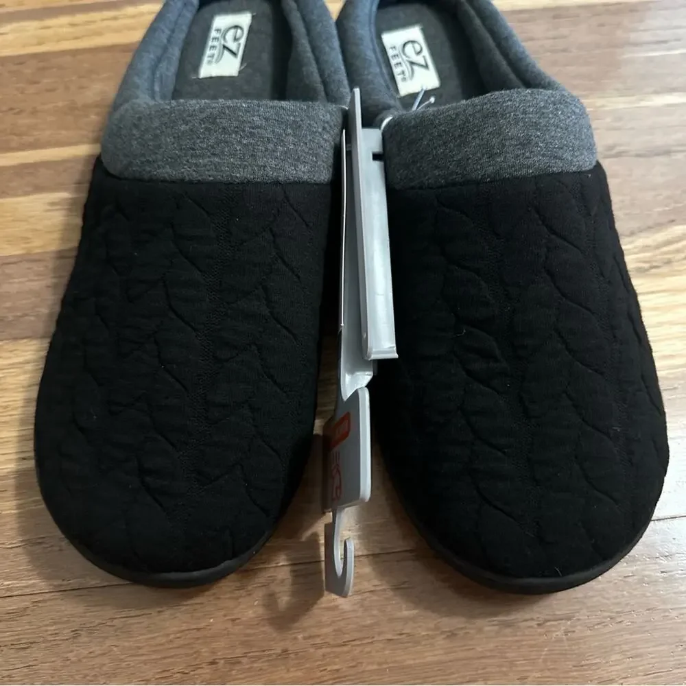 Men’s EZ Feet Memory Foam Slippers, Black and Gray,‎ XXL (13/14)